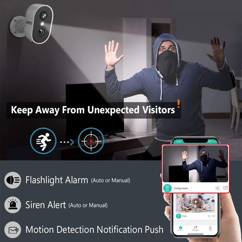 Anran 2k wiederauf ladbare batterie kamera 2,4g wifi kamera drahtlose haus überwachung sicherheits kameras pir, ip65, arbeiten mit anran app