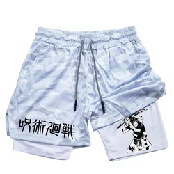 Anime Performance Shorts Toji Printed Men GYM Casual Sports Shorts Workout Running Mesh 2 In 1 Sport Short Pants gym shorts