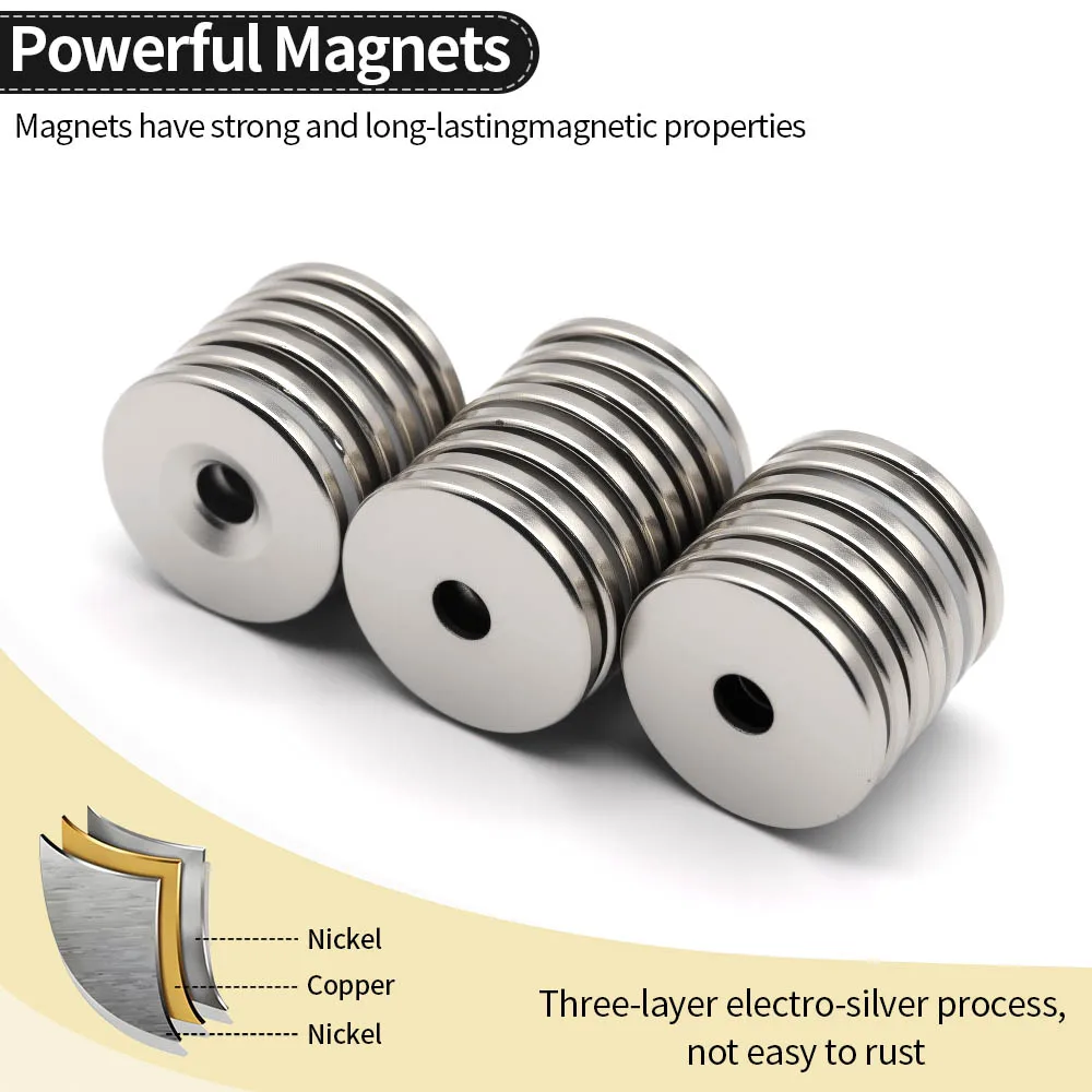 25x3-5 مللي متر سوبر مغناطيس النيوديميوم القوي N35 ندفيب المغناطيسي الدائم imanes جولة مع ثقوب مغناطيس قوي مغناطيس الثلاجة