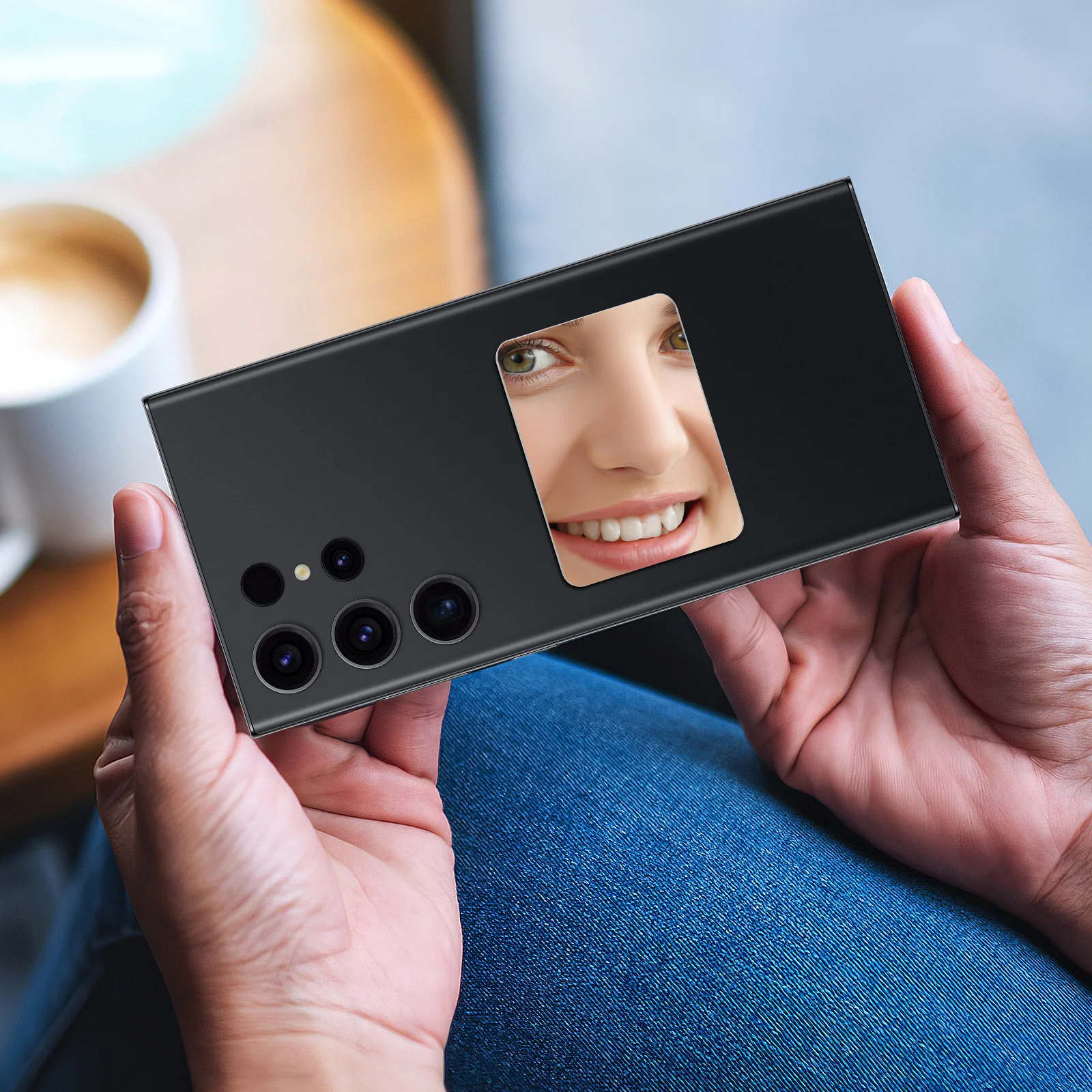 

HOMSFOU Mirror Decal for Smartphone 2Pcs Rectangle Adhesive Makeup 40x50mm Acrylic Phone Charm Case Accessory