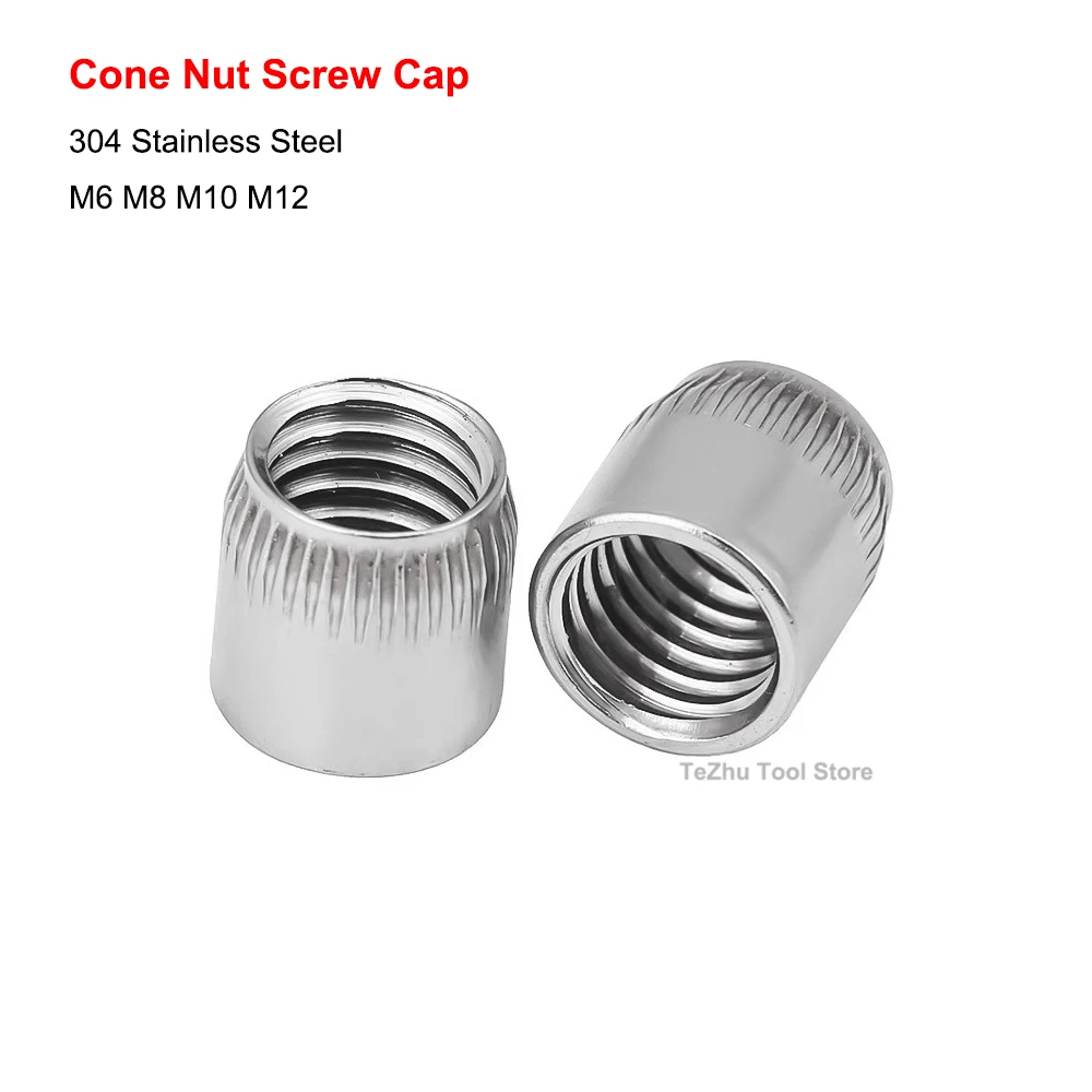 

M6 M8 M10 M12 304 Stainless Steel Cone Nut Knurled Implosion Expansion Anti Slip Round Screw Cap Metal Lock Nuts Hardware