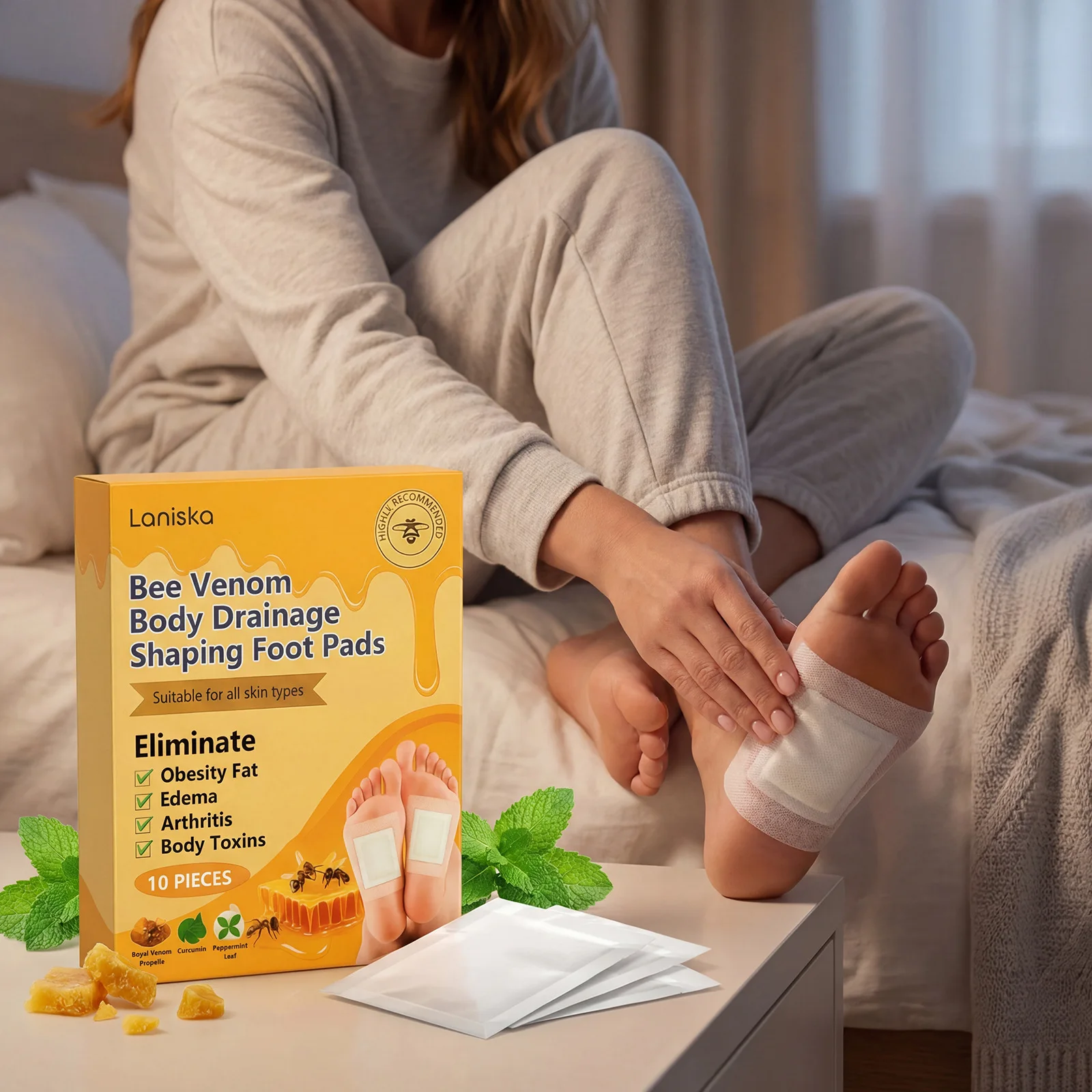 

Portable Bee Venom Body Foot Patches Comfortable Contour Fit Daily Soothing Skin Care Stickers for Home Travel