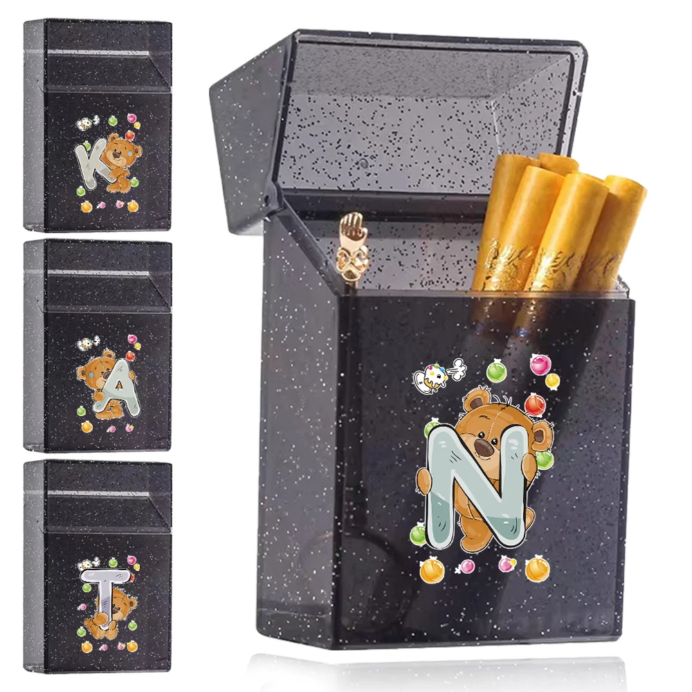 

Cigarette Cigar Box Cover Portable Tobacco Organizer Holder Pocket Storage Case Waterproof Smoking Container Bear Letter Pattern