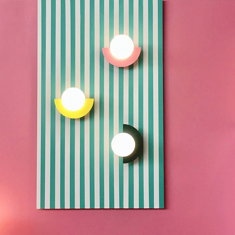 Bedside LED Macaron Kids Room Wall Lamp Minimalist LivingRoom Background Decoration Sconce Colorful Children\'s Room Lighting