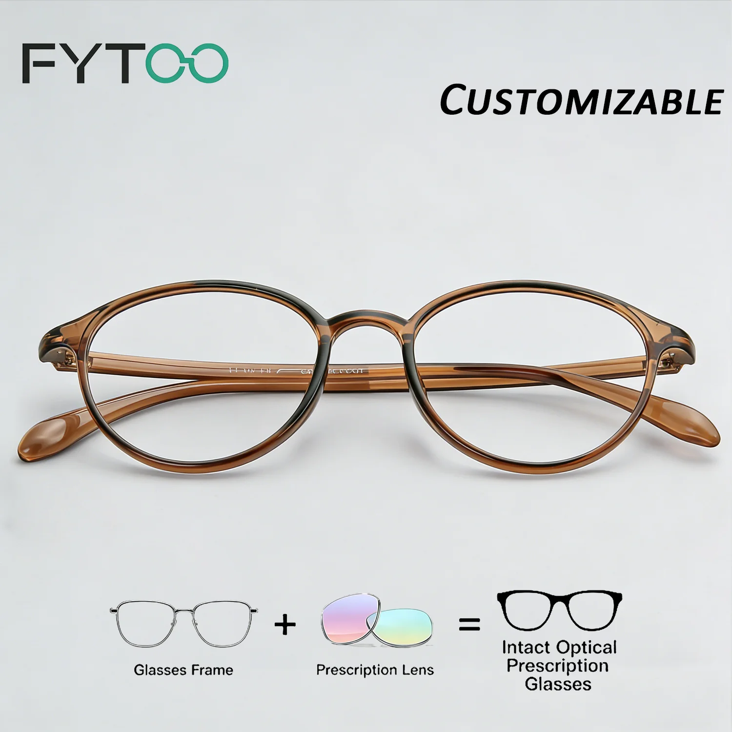 

Tea-Colored Oval Myopia Glasses - Prescription Corrective Eyeglasses for Small Faces, Stylish Unisex Optical Frames 7122