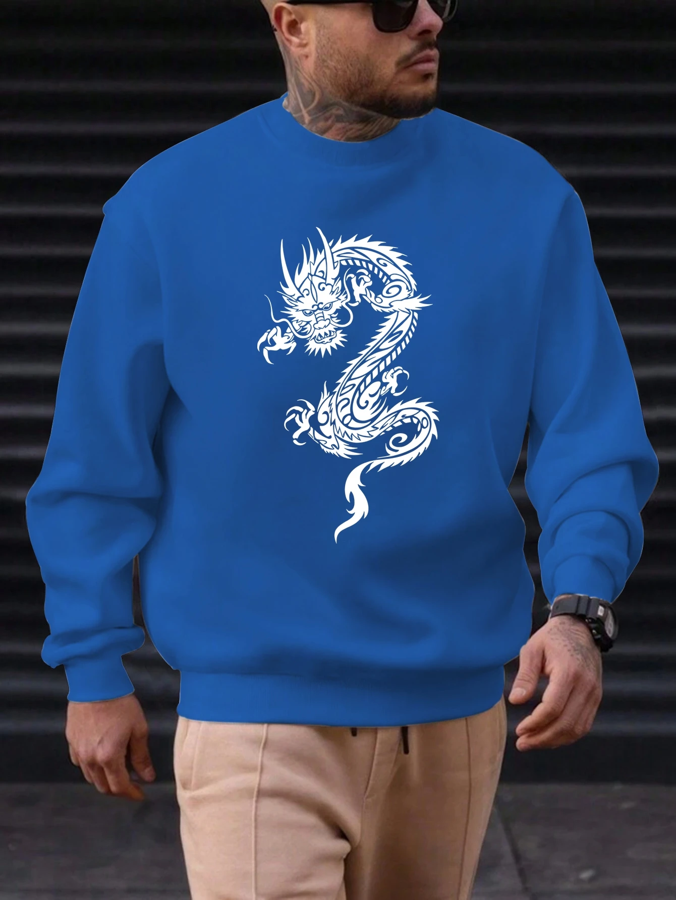 2025 الرجال طاقم الرقبة البلوز التنين الصيني الفن طباعة أنيقة العصرية النمط الثقافي عالية الجودة مريحة رداء يومي غير رسمي #3