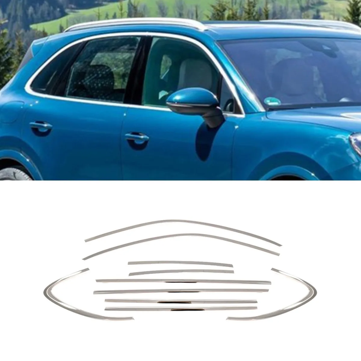 

Car Window Decorative Strip Stainless Steel Door Frame Exterior For Porsche Cayenne 2011-2017 Body Kit Car Accessories