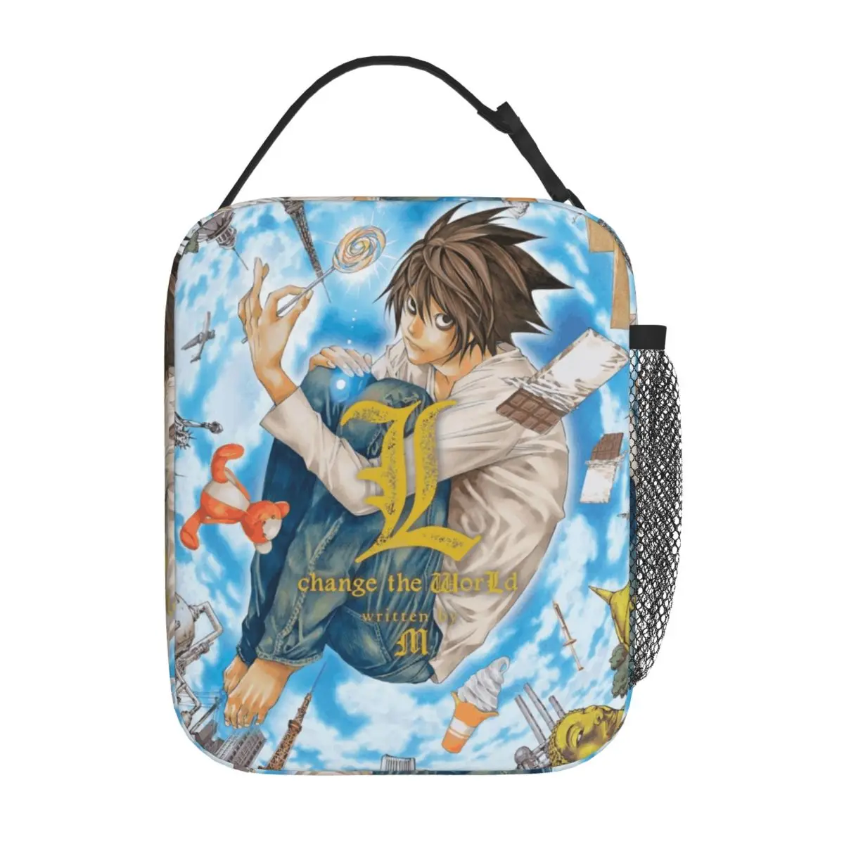 

Change The World Deaths Notes Изолированная сумка для обеда Портативная многоразовая термосумка L Lawliet Ланч-бокс Tote Сумка для пикника Bento