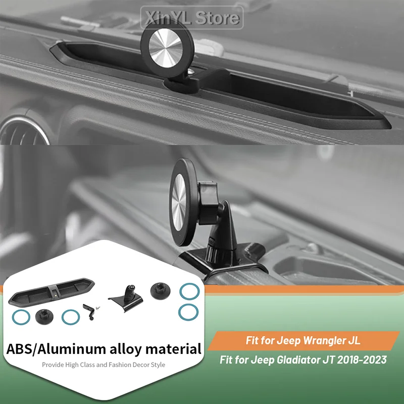 Car Center Console Magnetically Adjustable Phone Holder Storage Box for Jeep Wrangler JL for Gladiator JT 2018-2023 Accessori