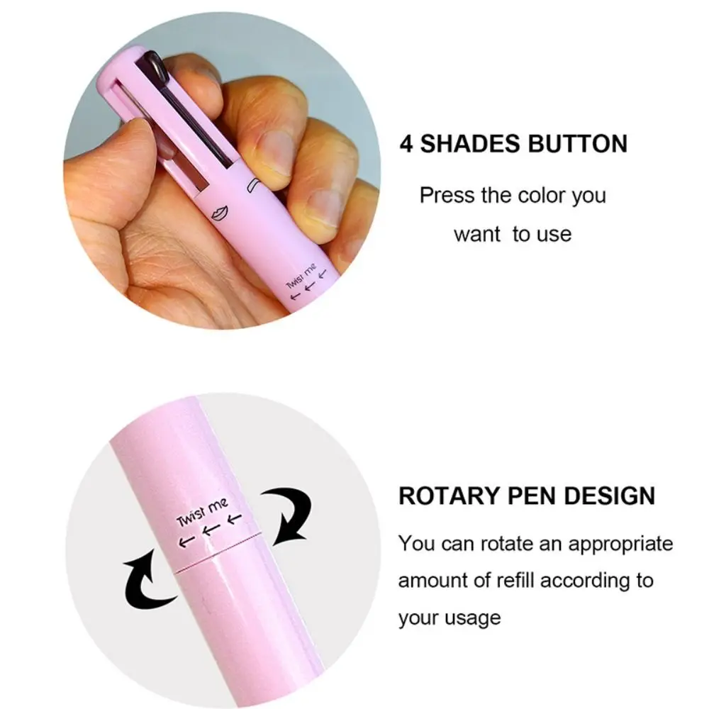 เครื่องมือเครื่องสําอางปากกาอายไลเนอร์ผู้หญิง Long Lasting Glitter Highlighter Tattoo Marker Lip Liner ปากกา 4 in1 ปากกาแต่งหน้าดินสอเขียนคิ้ว