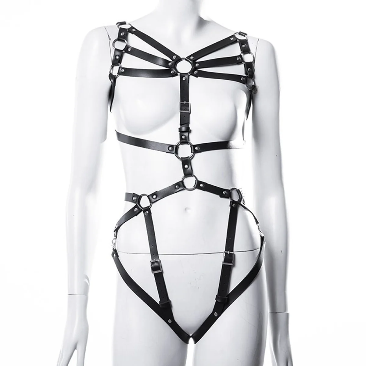 Arnés de cuerpo Bondage Sexy para mujer, arnés de pecho, Liga de muslo Bdsm, lencería de cuero PU, fetiche, ropa femenina, accesorios exóticos