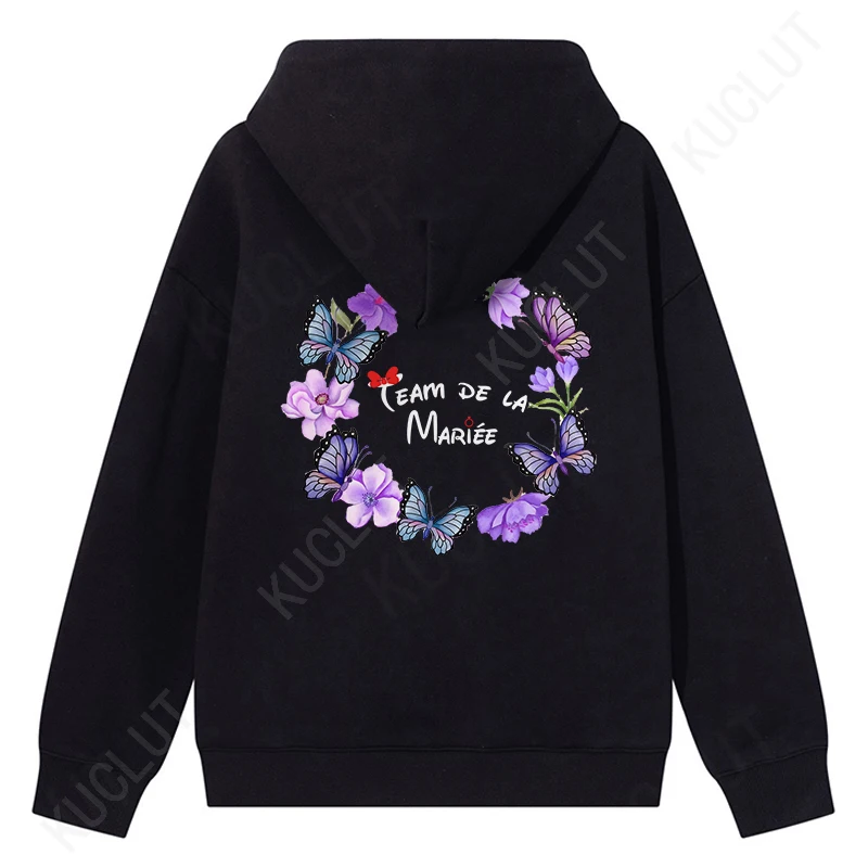 French Team Bride Women's Hooded Sweatshirts Bachelorette Wedding Party Evjf Girls Hoody Single Farewell Party Pullover Hoodies