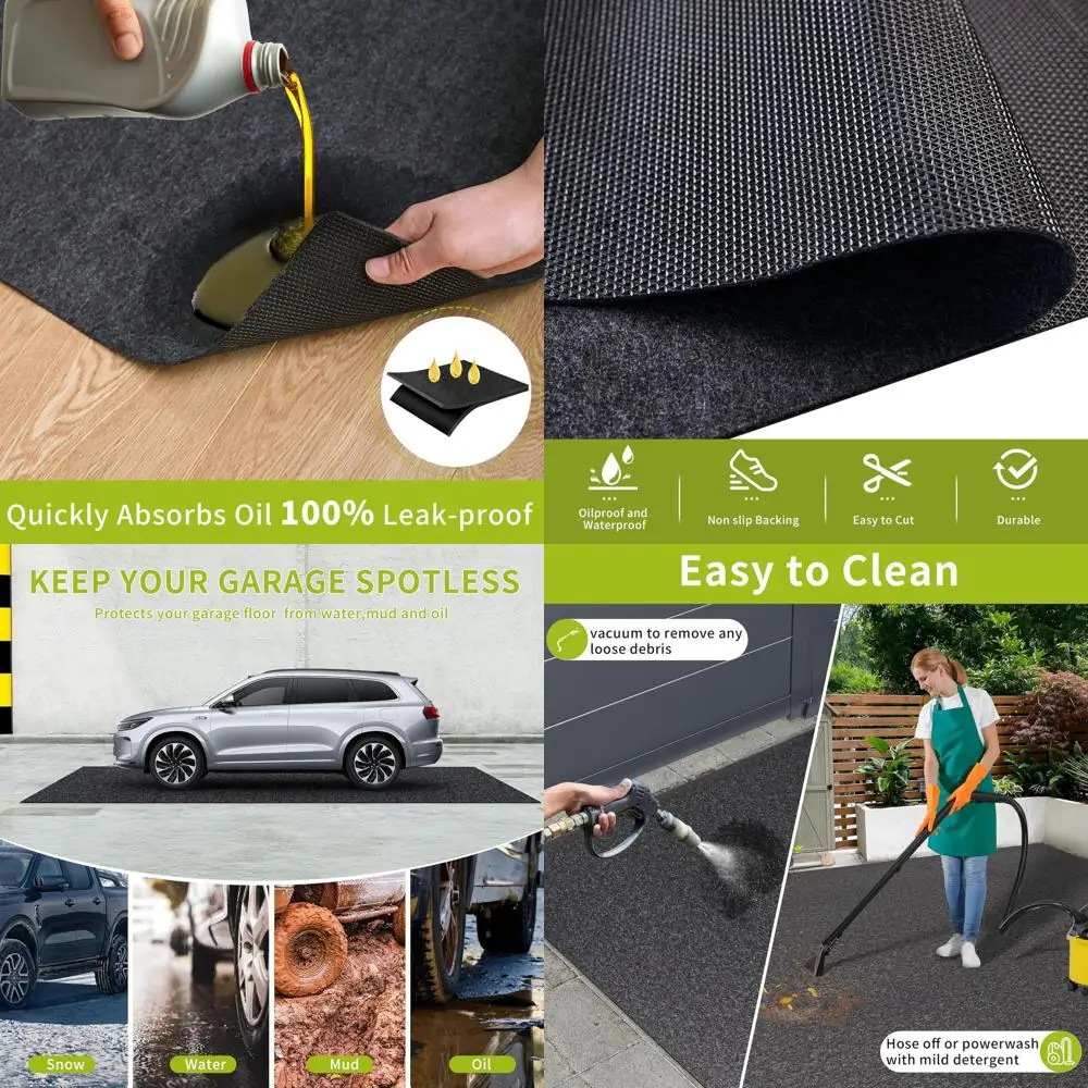

20' x 7'4 Reusable Absorbent Oil Mat for Garage and Driveway Protection Against Drips and Stains