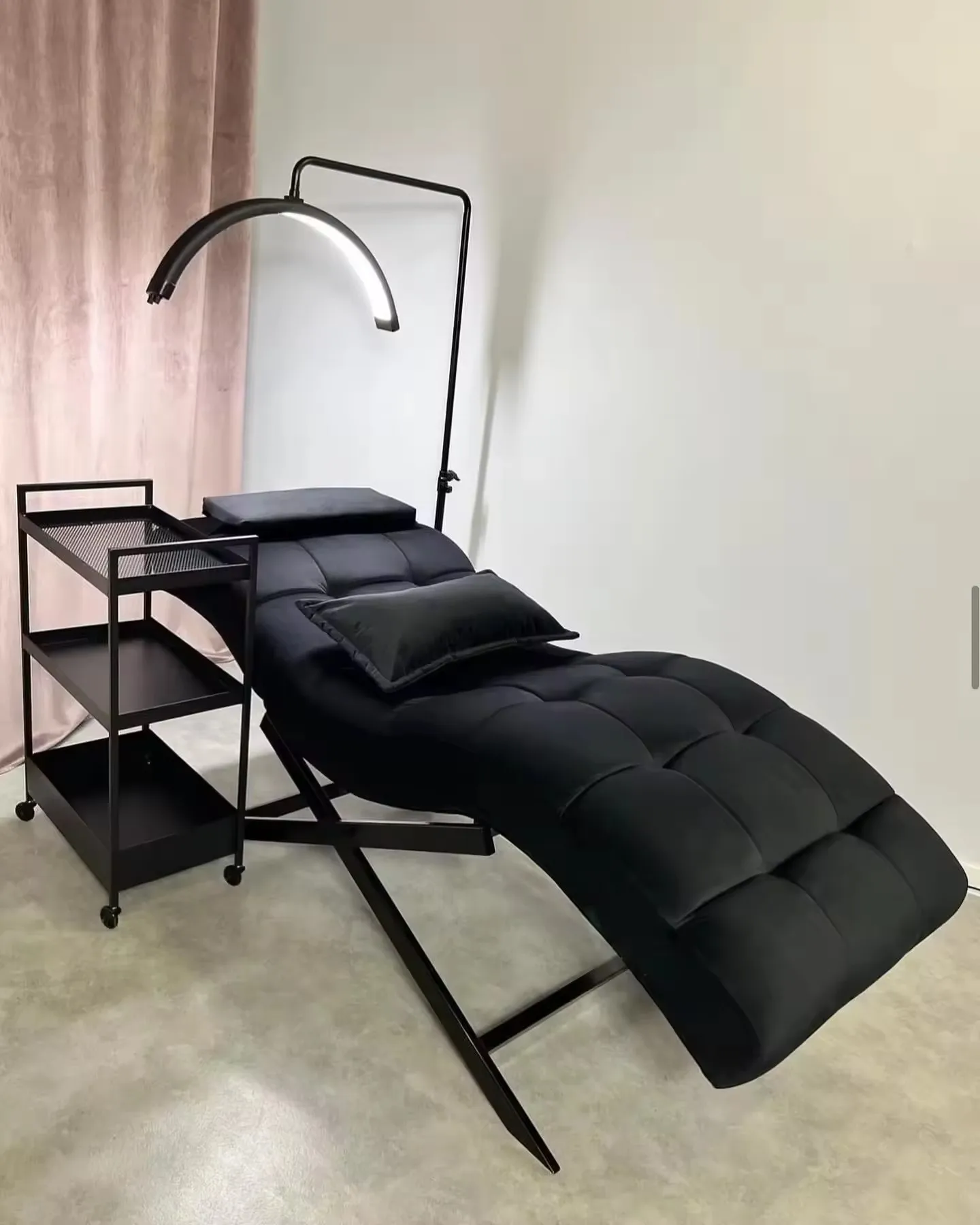 Hot sale simple beauty salon curved lash facial spa bed adjustable s shaped reclining massage table bed