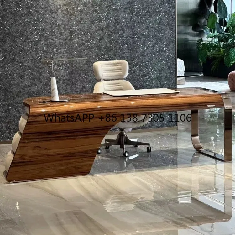 

Light luxury solid wood boss desk President paint furniture Italian villa premium desk