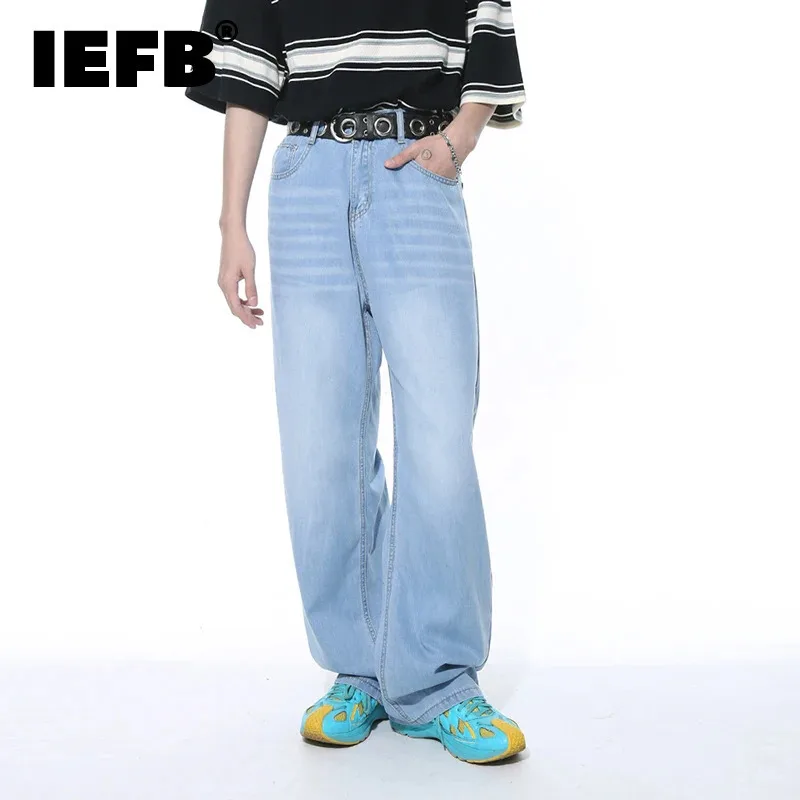 

IEFB American Style New Jeans Loose Pocket Zipper Washed Male Denim Pants Casual Men's Trousers 2024 Autumn Trend 9C5395