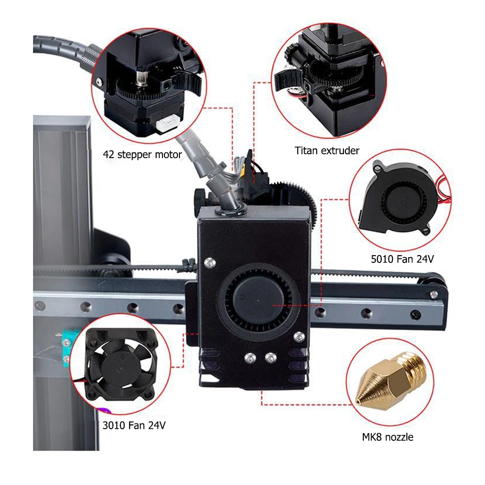 For Kingroon KP3S KP5L Heatbreak Heated Block Silicon Case Thermistor DIY Spare Fan for Kingroon KP3S pro/ Pro S1Extruder Parts