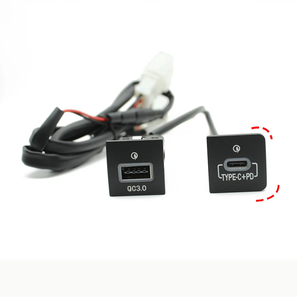 Auto USB Ladegerät PD Quick Charge QC 3,0 Telefon Lade Adapter Outlet Taste Für VW Golf 6 MK6 Jetta 5 Scirocco 2006-2012