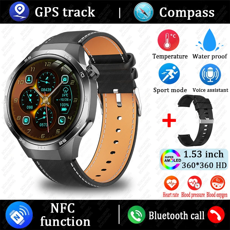 2025 New For Huawei Xiaomi GT5 Pro Smart Watch Men AMOLED HD Screen GPS NFC Heart Rate Bluetooth Call IP68 Waterproof SmartWatch