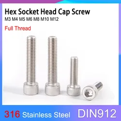 DIN912 Full Thread A4-70 Hex Socket Head Cap Screw 316 Stainless Steel Bolt M3 M4 M5 M6 M8 M10 M12