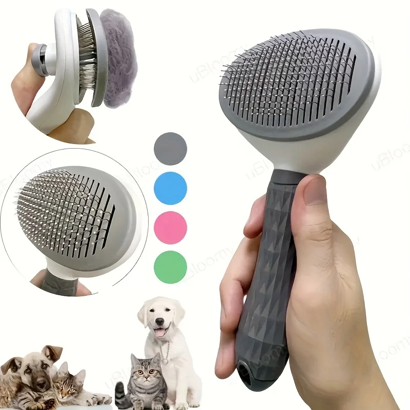 2026One-ClickPetHairRemovalComb for Effortless Grooming of Dogs and Cats - Float Hair Removal Slicker Brush with Automatic Funct