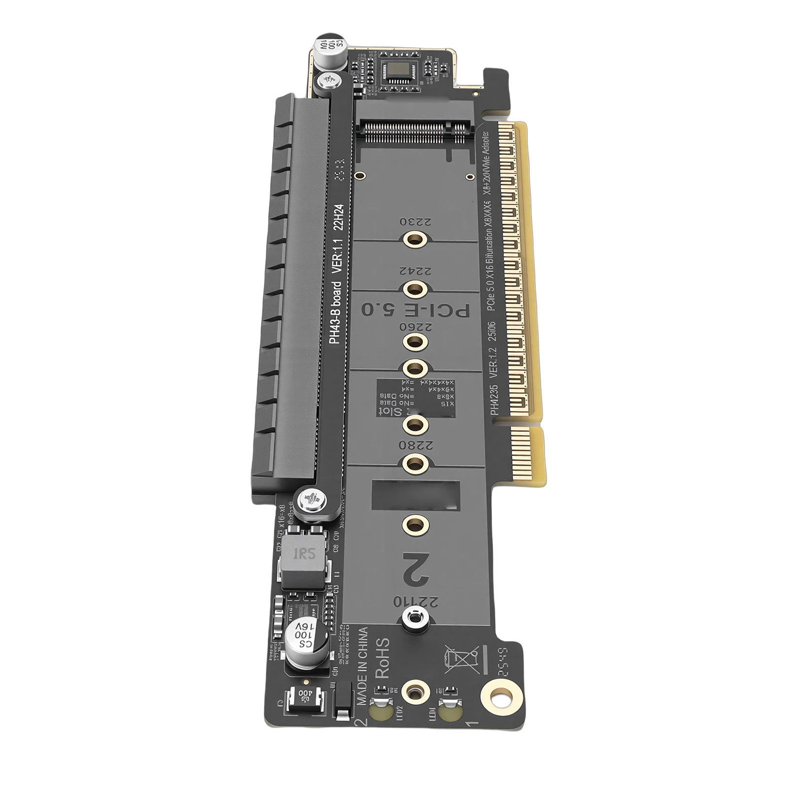 Tarjeta Adaptadora PCIe 5.0 X16 a Doble M.2 M Key, Tarjeta de Expansión M.2 PCIE NVMe, Compatible con X8 X4 X4 Split para Expansión de SSD de Alta Velocidad 6