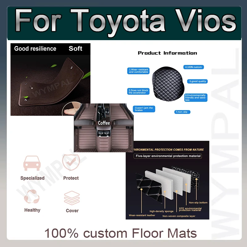 

Luxury Car Mats For Toyota Vios Belta Yaris Sedan Limo XP90 2008~2012 Auto Carpet Rugs Leather Mat Waterproof Floor Pad Car