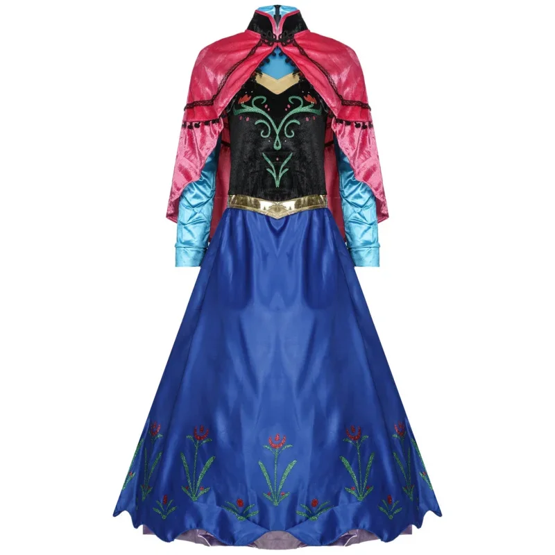 Frozen Anna Princess Long Dress Adults Snow Queen Elsa Cosplay Costume Fairy Tale Party Dresses For Women Halloween Fancy Dr MN8