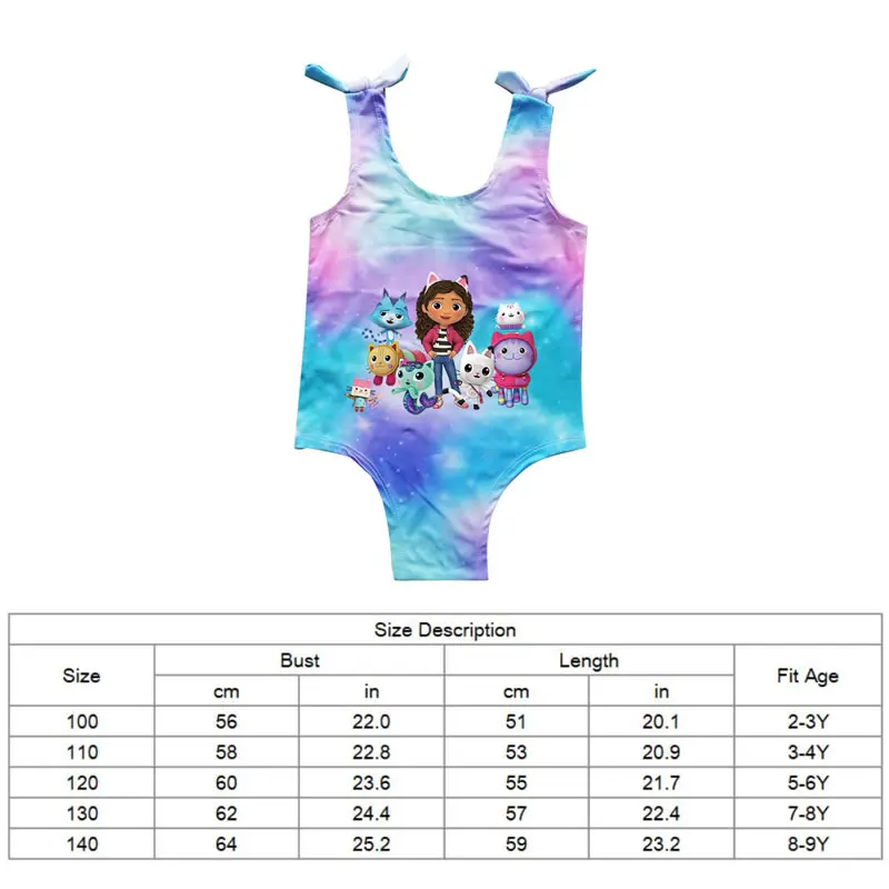 Summer Gabbys Dollhouse Swimsuit For Girl Gabby Doll House Kid Sling Carooon Print Ruffles Bikini Swimsuit