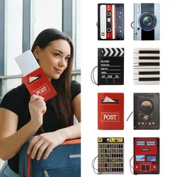 Multicolor 3D Pattern Passport Cover Piano Post Audio Tape Camera Certificate Protective Sheath Multi-function Card Holder