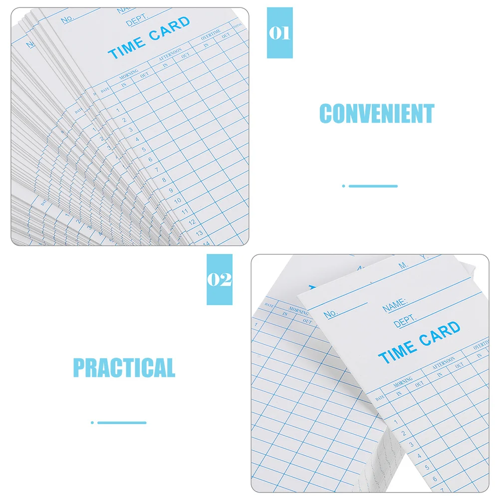 100개 주간 시간 카드 직원 출석 기록기용 시간 관리 도구 사무실 레스토랑용 투명 인쇄 가능한 시간 카드