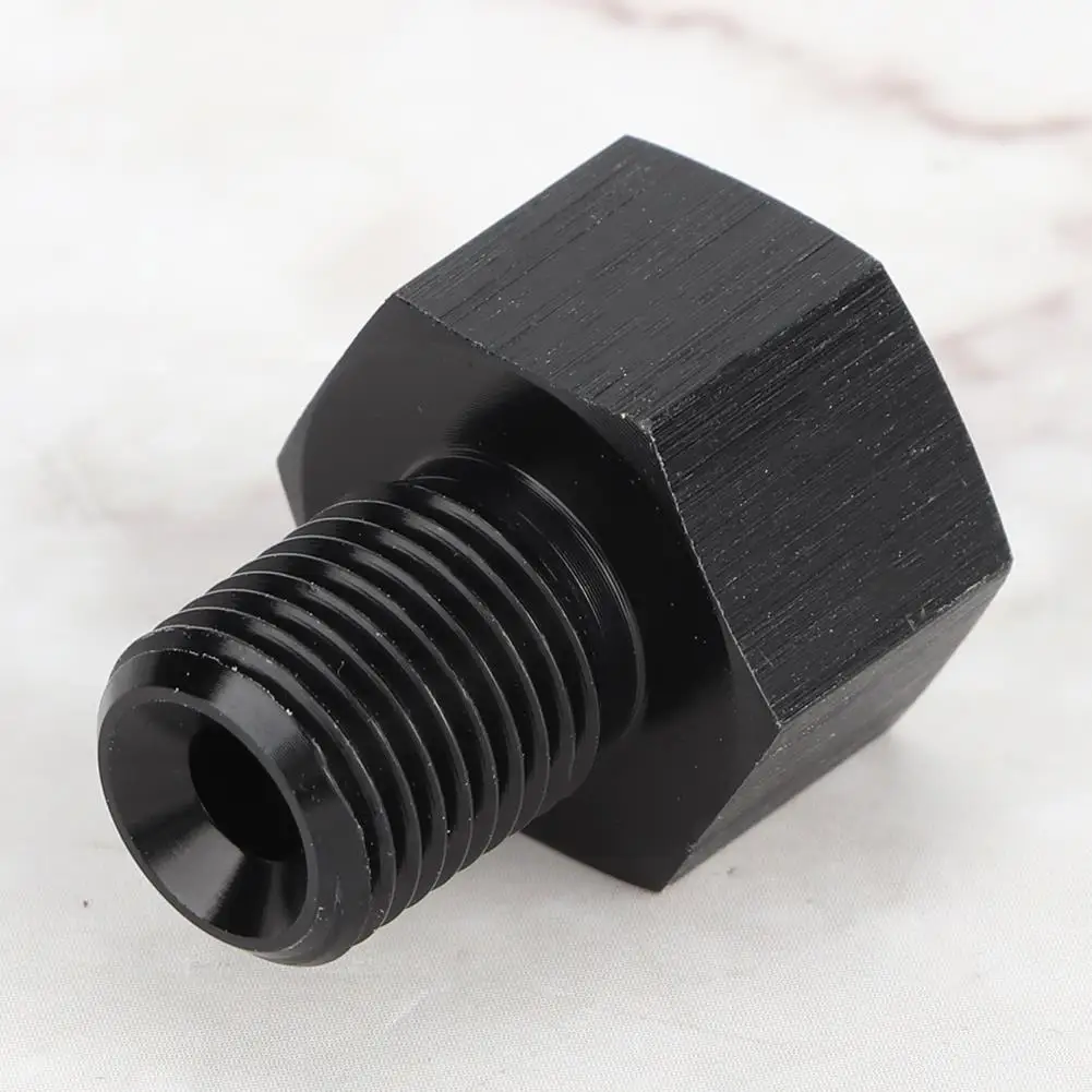 1/8in NPT Female to M10x1.0 Male Reducer Oil Pressure Gauge Adapter Replacement Black Anodized Aluminum Auto Accessories