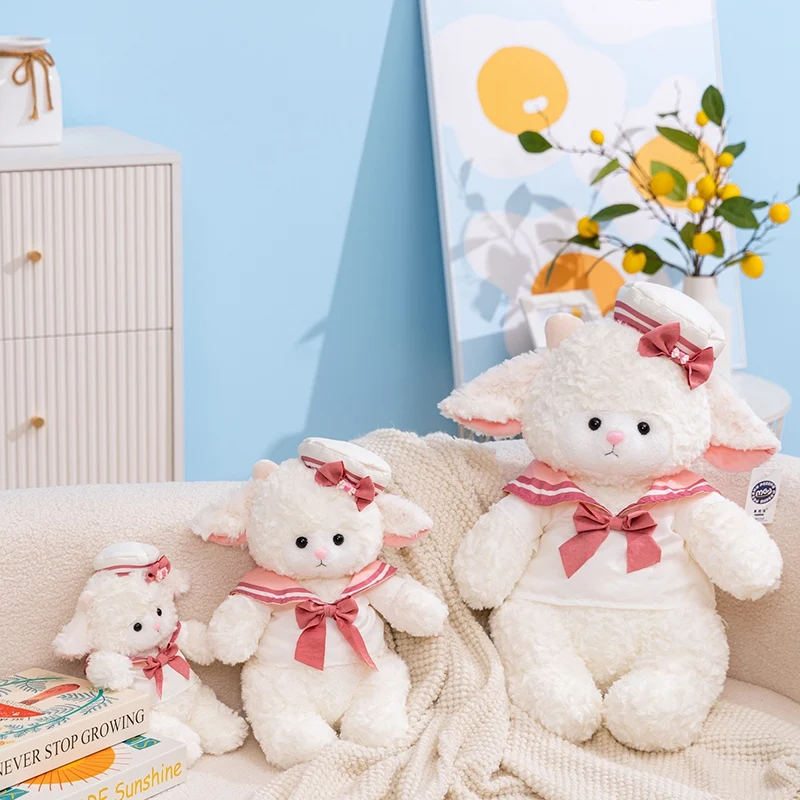 23-53cm Cute Cartoon Sailor Sheep Doll Soft Stuffed Animal Little Lamb Plush Toys Baby Accompany Sleeping Pillow for Girls Gift
