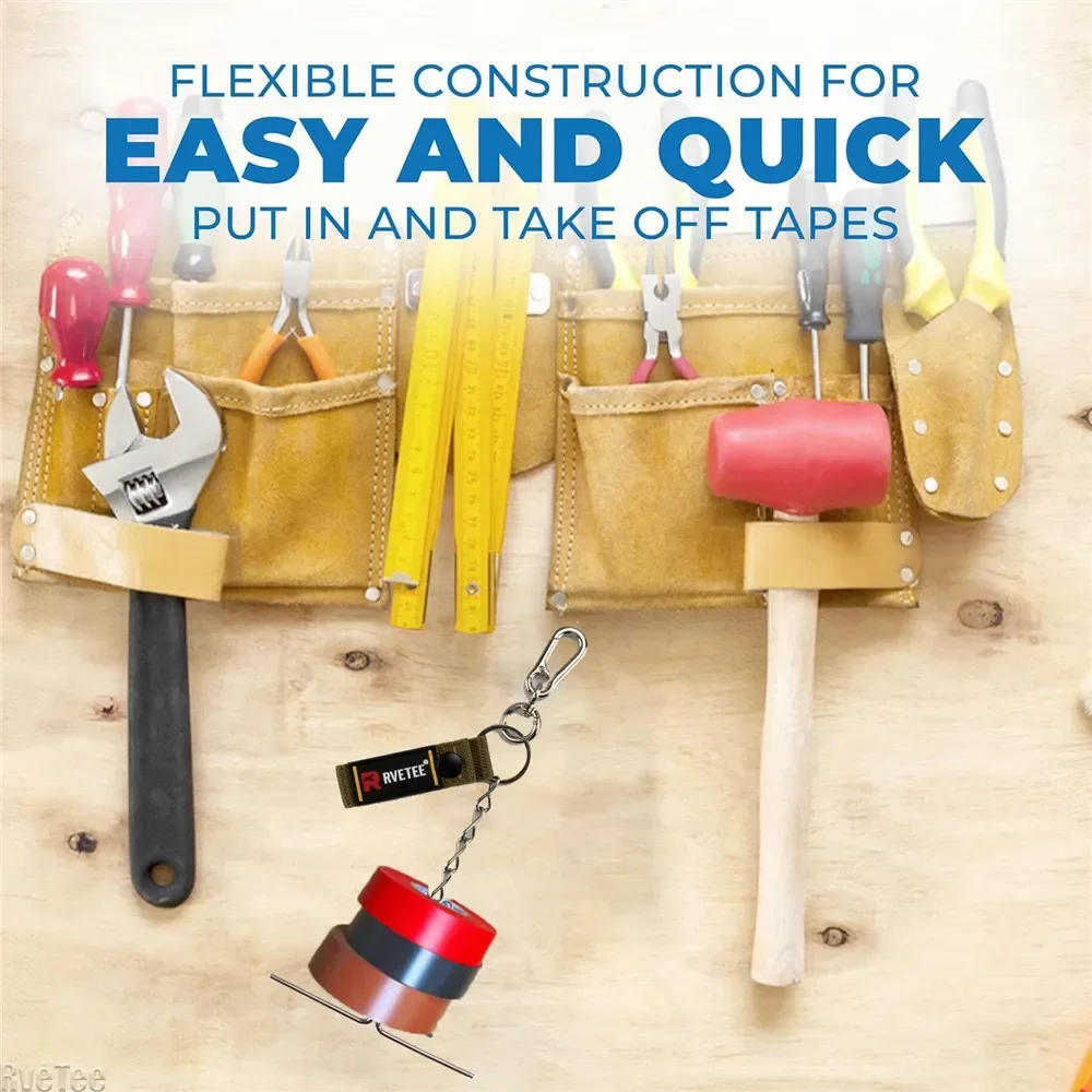 Dual-Use Tape Thong Enhanced Fast Tape Holder Chain Electrical Tape Holder For Tool Belt With Keyring Snap Loop And Button