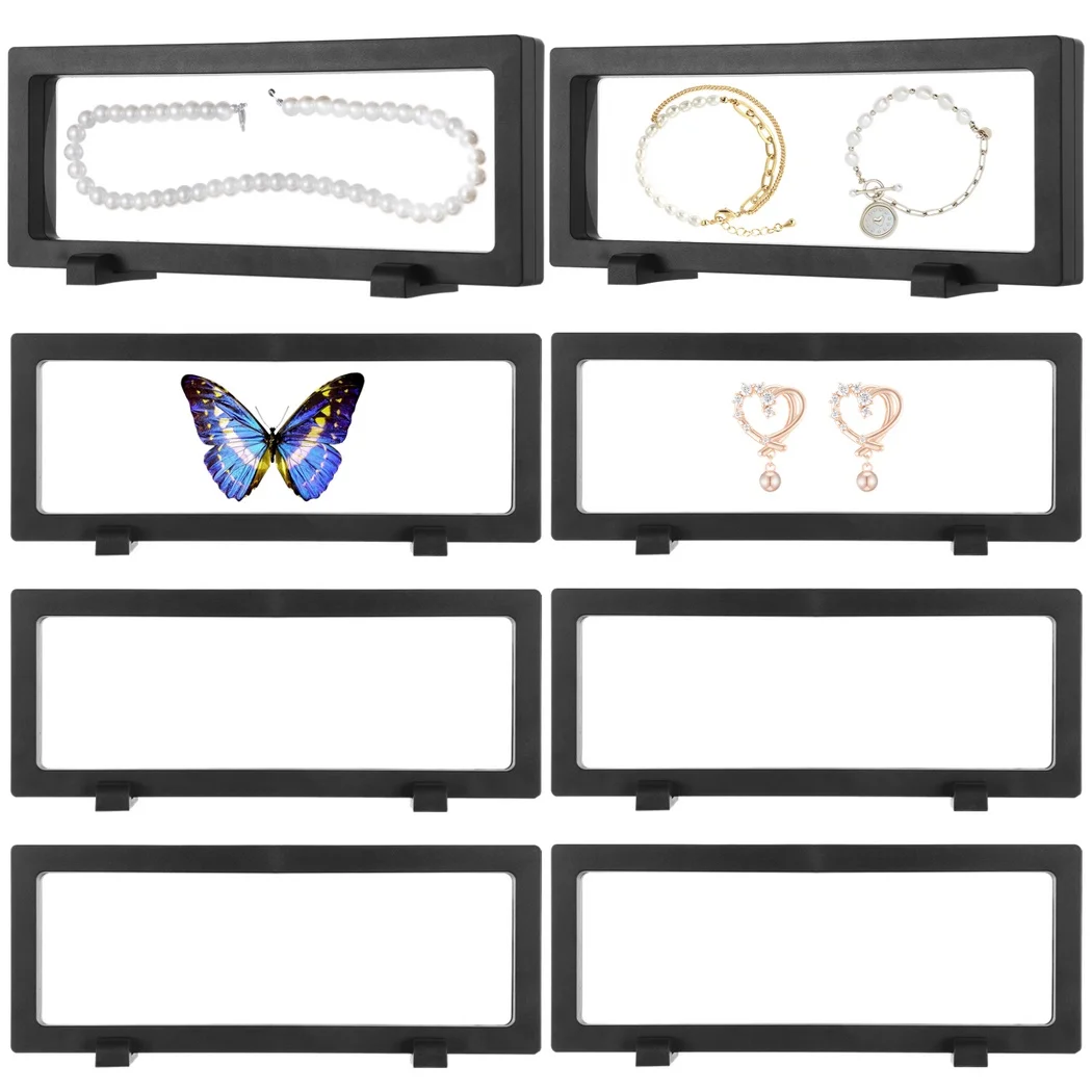 8Pcs PE Film Jewelry Boxes Floating Display Storage Cases 3D Suspension Box Jewelry Storage Box Transparent Box For Necklace