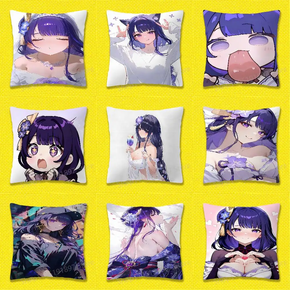 

Genshin Impact Raiden Shogun Throw Pillow Case For 45x45cm 40x40cm 30x30cm 50x50cm 55x55cm Square Home Pillowcase Case