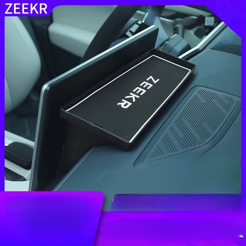 

Car Storage Organizer for Zeekr 001/007 2024 ETC Holder Trash Bin Dashboard Shelf Behind Touchscreen Anti-Slip Glove Box