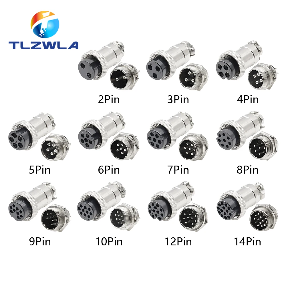 GX12 GX16 GX20 2/3/4/5/6/7/8/9/10 Pin Male Female Butting Wire Cable Circular Aviation Socket Plug Panel Connector Dropshipping