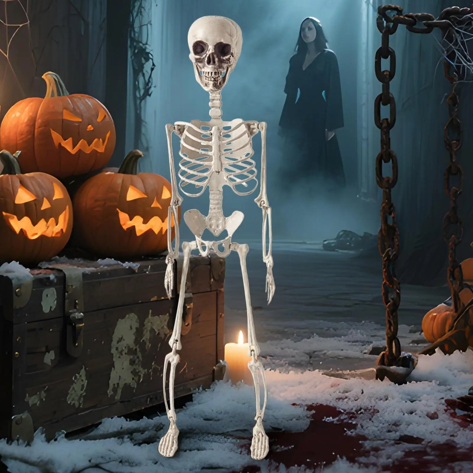 

Украшение скелета, 2 фута, уличные скелеты на Хэллоуин, украшения из человеческих костей, реквизит с черепом, складной для сувениров на Хэллоуин, день рождения