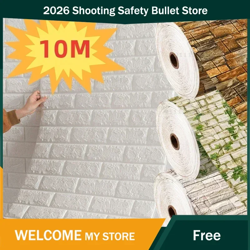 

70cmx1/5/10m 3D Wallpaper Decoration Self-adhesive Antique Foam Brick Wallpaper Living Room Bedroom Waterproof 3D Wall Sticker