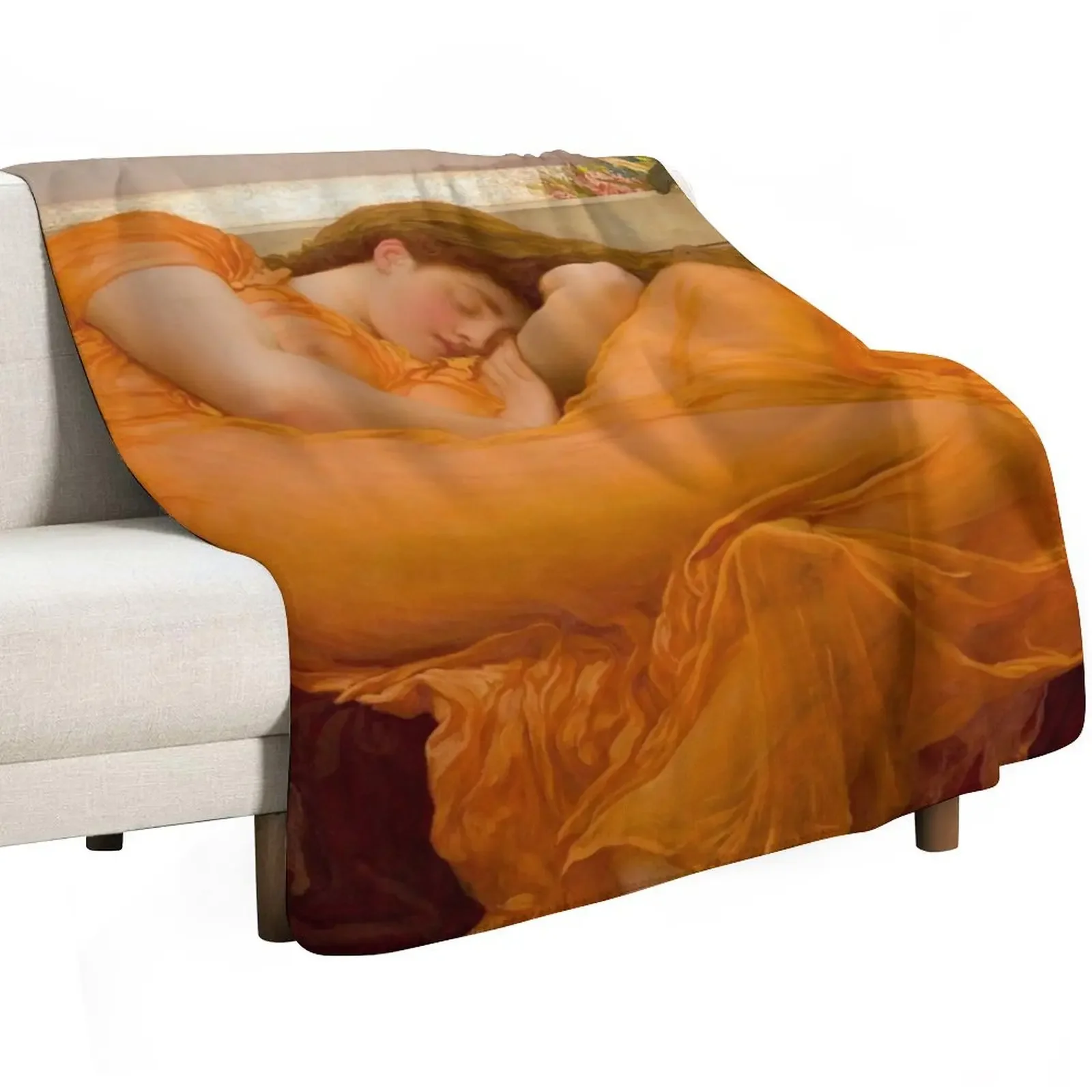 Flaming June by Frederic Leighton Throw Blanket Blankets For Sofas decorative Hairy Tourist Blanket