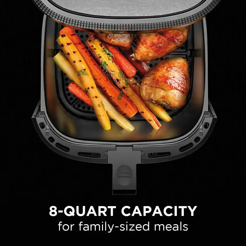 หม้อทอด Air fryer สแตนเลสพร้อมที่แบ่งตะกร้า8-QUART