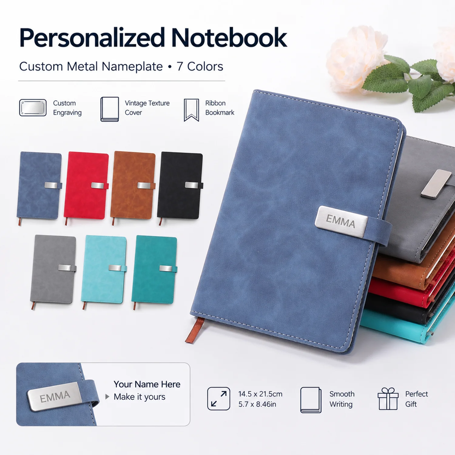

Custom Name Notebook, Creative Laser Engraving, Personalized A5 Notebook, Portable Study Supplies for Students Going to School