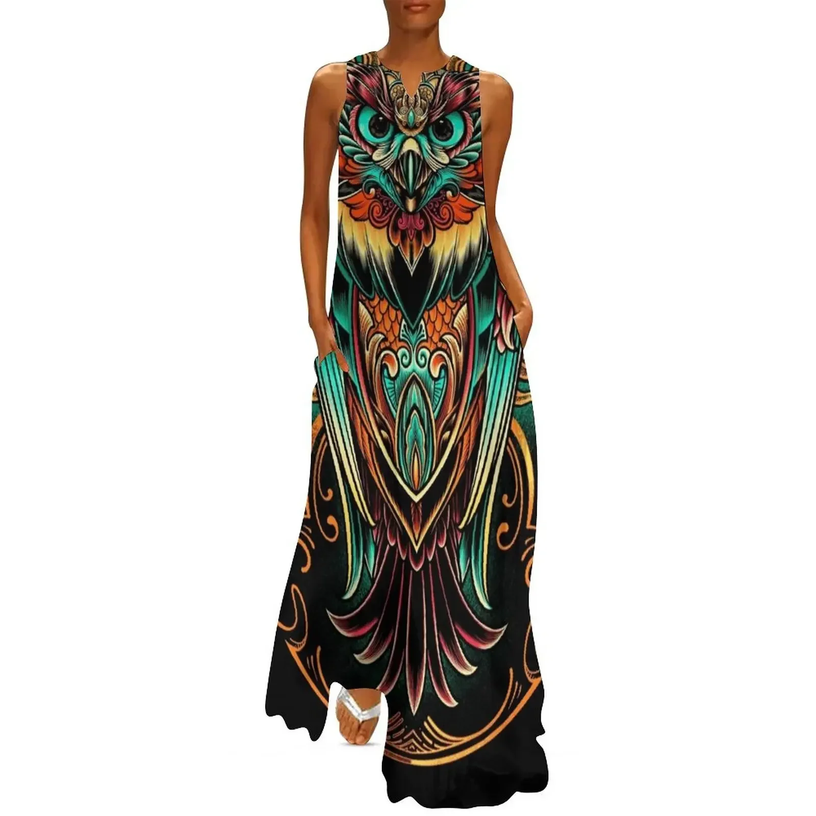 

Owl - The Watcher Long Dress evening dress woman Female dress womens clothing