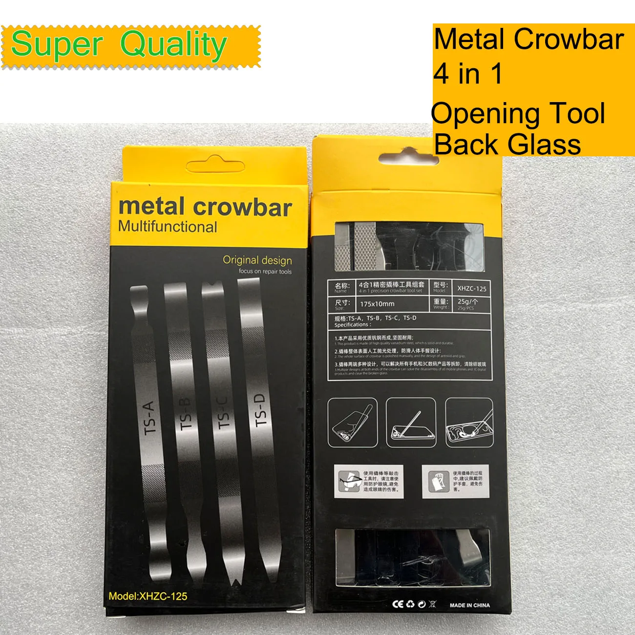 XH2C-125 Multifunctional 4 in1 Metal Crowbar For iPhone Back Glass Housing Professional Pry Bar Opening Tool Set