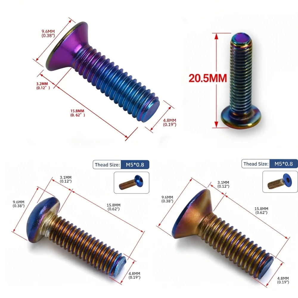 6 Screws and a Wrench - New Color Car Modification Steering Wheel Fixing Round Head/Flat Head Screws (M5 Type universal Type)