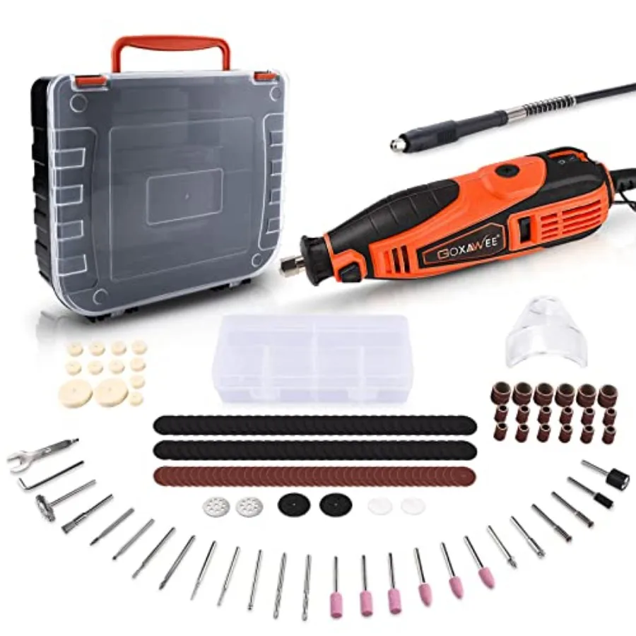 

Rotary Tool Kit with 180 Rotary Tool Accessories and Flex Shaft and Universal Collet 5 Variable Speed Rotary Multi-Tool Mini El