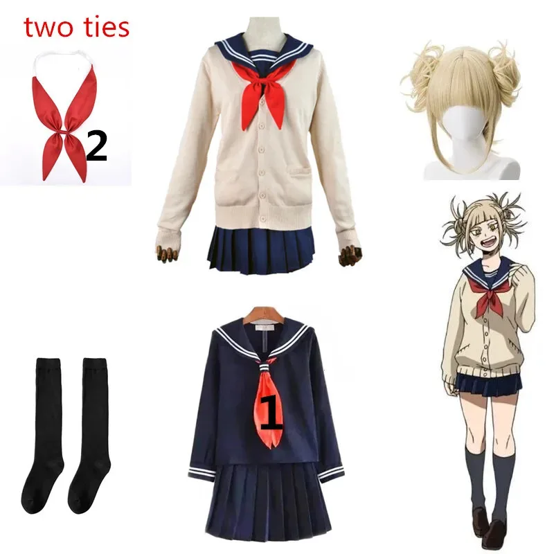 2025 yiyi My Hero Boku No Himiko Toga disfraz Cosplay Anime Halloween Navidad traje uniforme suéter con peluca