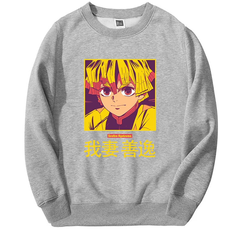 2024 Hot Japanese Anime Demon Slayer Hoodies Men Women Zenitsu Graphic Manga Sweatshirt Casual Round Neck Sportswear Sportswear