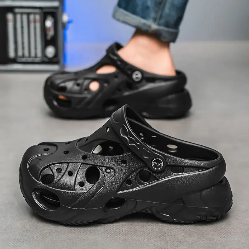 

Пляжные противоскользящие мужские тапочки на платформе с отверстиями, удобные повседневные летние шлепанцы, распродажа, дешевая мужская обувь из Евы для взрослых